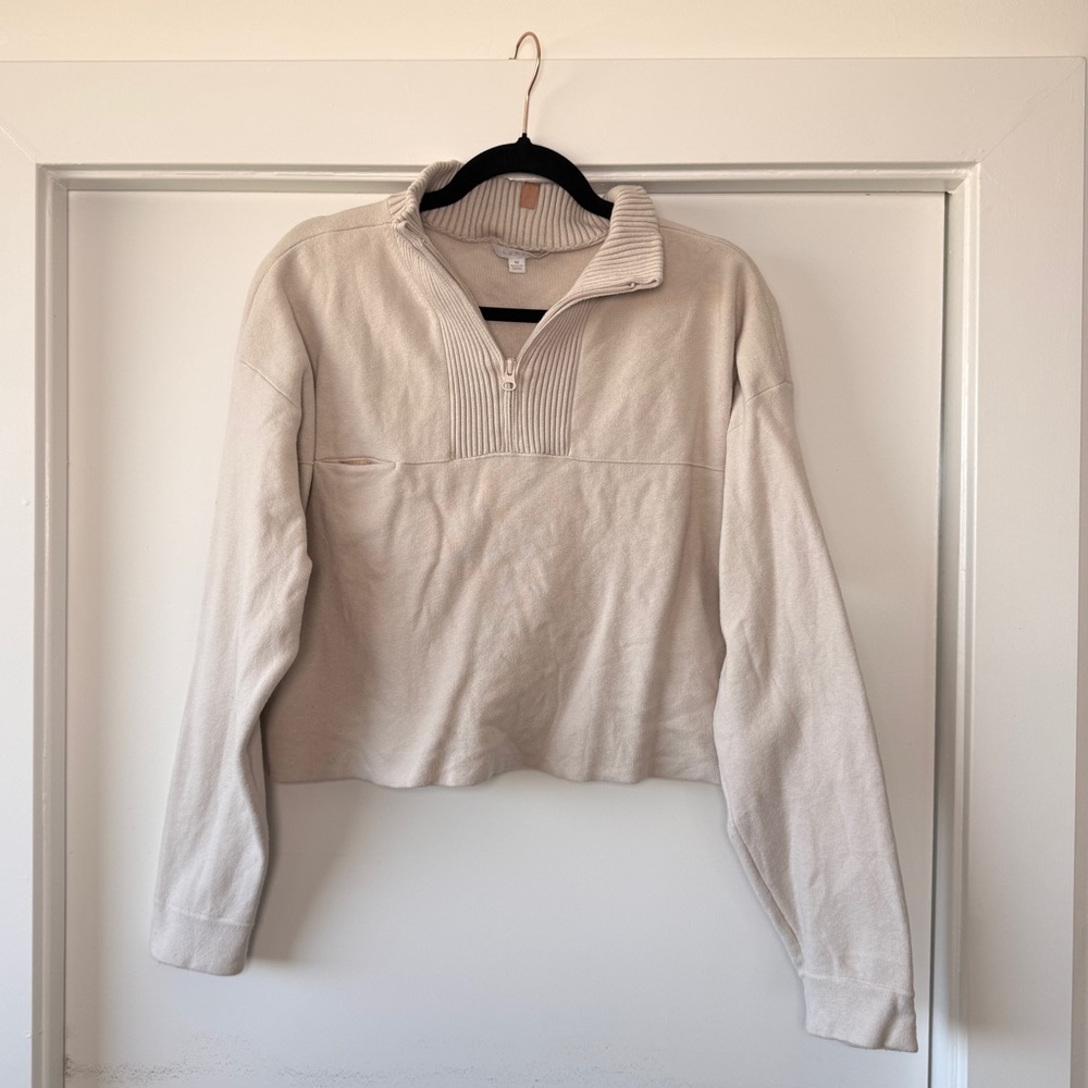 Lunya Cream Zip-Up Sweater